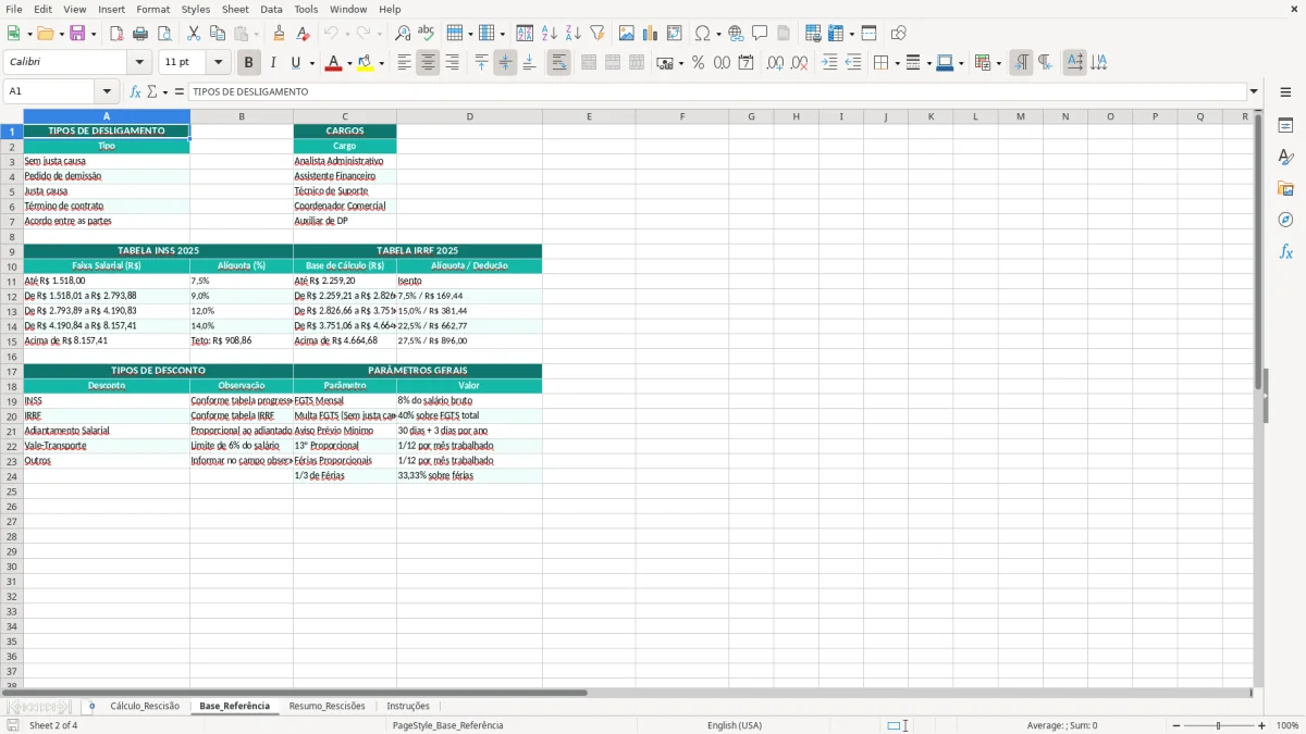 Captura de tela 2: Aba Base_Referência - Planilha Excel planilha de cálculo de rescisão excel